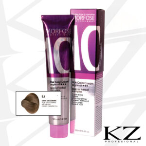 10 Hair Color Cream 100ml Natural Light Ash Auburn 8.1 - Tinte de Cabello Profesional - MORFOSE