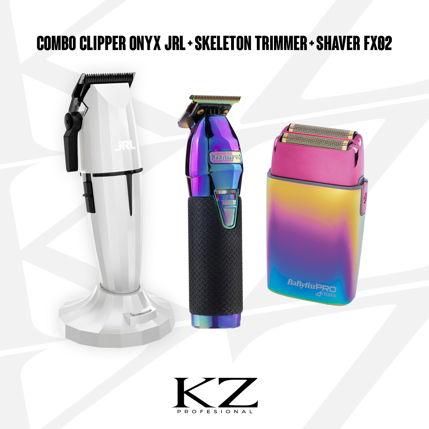 Combo 2 - JRL Onyx Clipper Blanca + Skeleton Boost Trimmer + FX02 Shaver Babyliss - Imagen 3