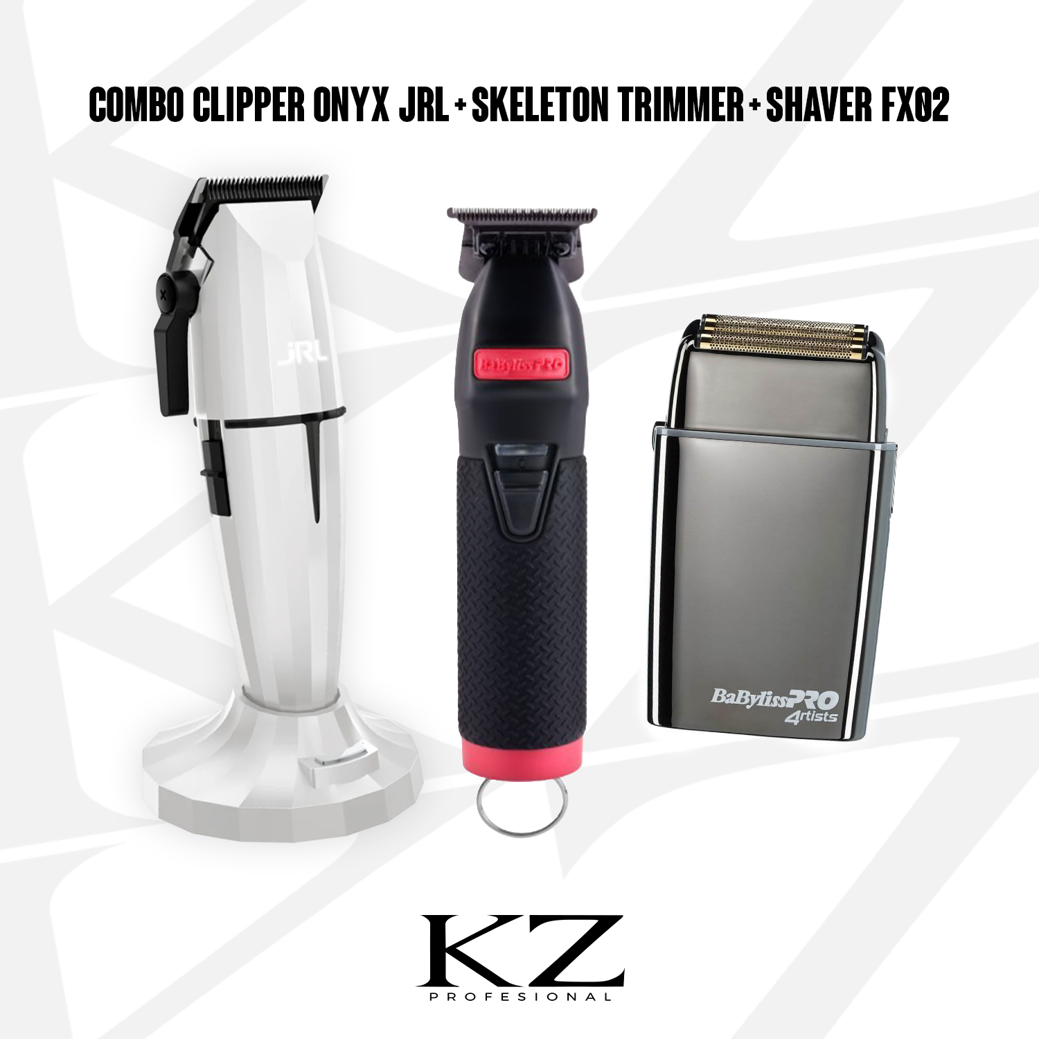 Combo 2 - JRL Onyx Clipper Blanca + Skeleton Boost Trimmer + FX02 Shaver Babyliss - Imagen 2