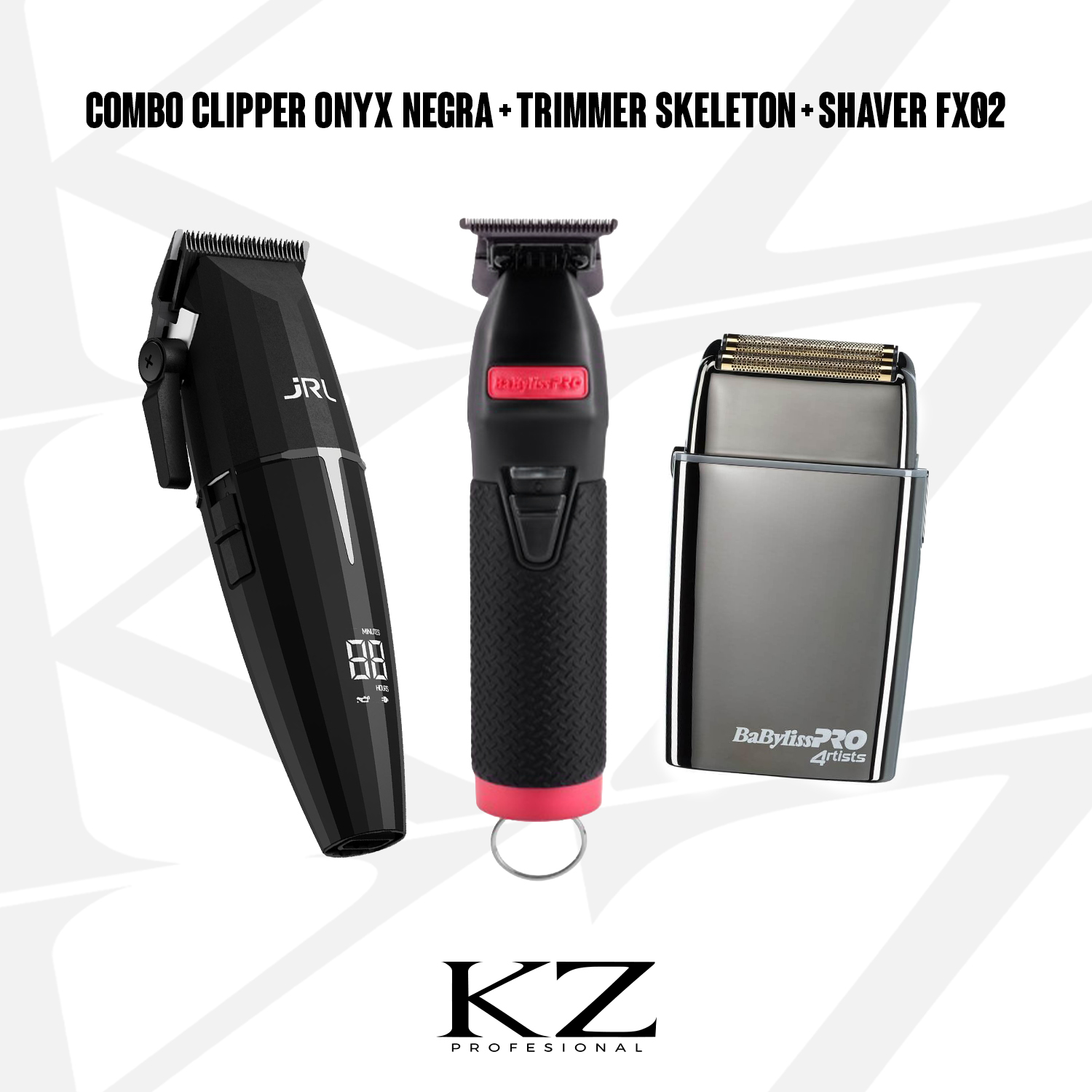 Combo 1 - JRL Onyx Clipper Negra + Skeleton Boost Trimmer + FX02 Shaver Babyliss - Imagen 2
