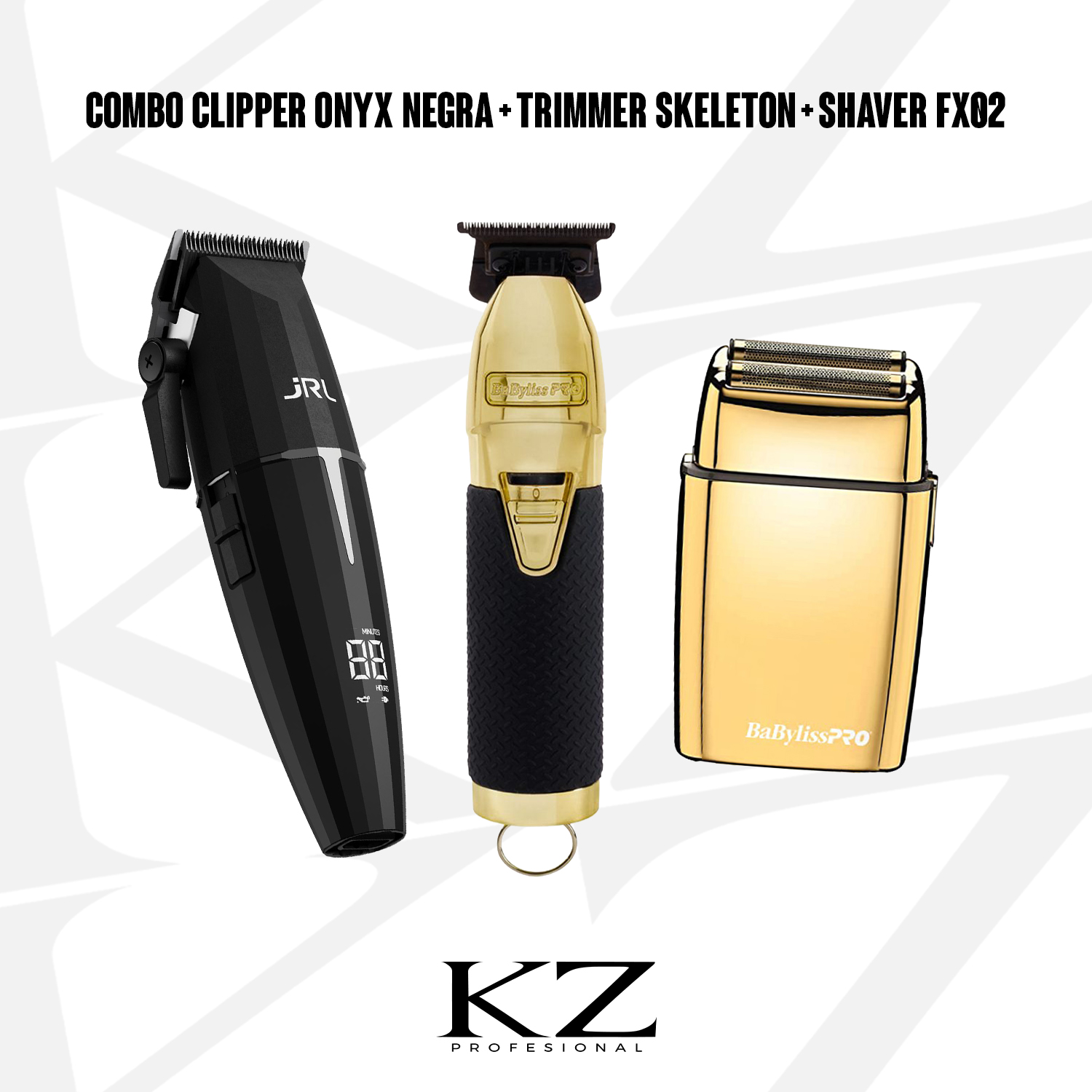 Combo 1 - JRL Onyx Clipper Negra + Skeleton Boost Trimmer + FX02 Shaver Babyliss - Imagen 3
