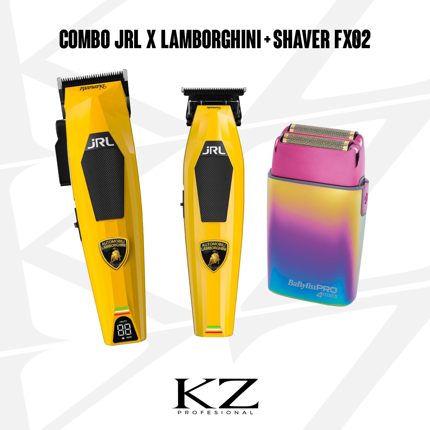 Combo 3 - JRL Lamborghini Clipper + Trimmer Amarilla + FX02 Shaver Babyliss - Imagen 2