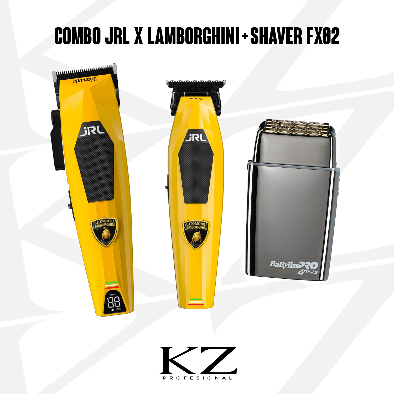 Combo 3 - JRL Lamborghini Clipper + Trimmer Amarilla + FX02 Shaver Babyliss - Imagen 3